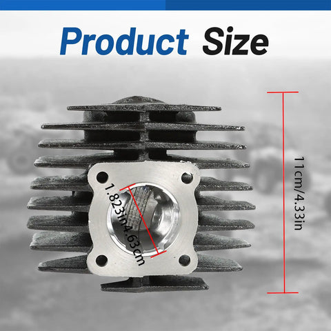 Yamaha PW80 Engine Gasket And Piston Ring Kit Replacement For 1983-2006 PW80 Models, cylinder with size dimensions marked