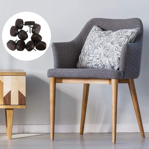 40 Pack Brown Nylon Furniture Glide Pads With Steel Pins For Round Chair Legs Floor Protectors next to gray chair