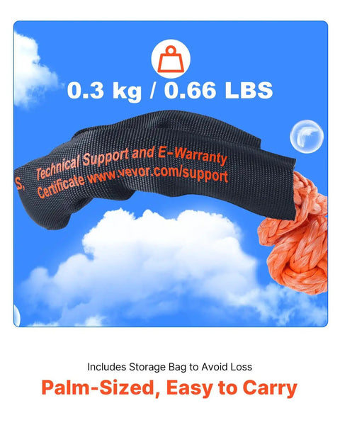 Two Pack 1/2 Inch By 22 Inch Synthetic Soft Shackles With 20 Ton Breaking Strength, lightweight and easy to carry, black and orange.