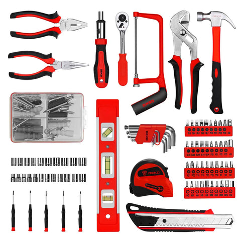 228 Piece Home Tool Kit With Storage Case And Socket Wrench Set For Car Maintenance DIY Garage Ready Premium Chrome Finish Steel