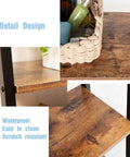 Close-up of Dope Industrial Four Tier Freestanding Rustic Bookshelf Plant Stand Storage Rack brown shelf surface details