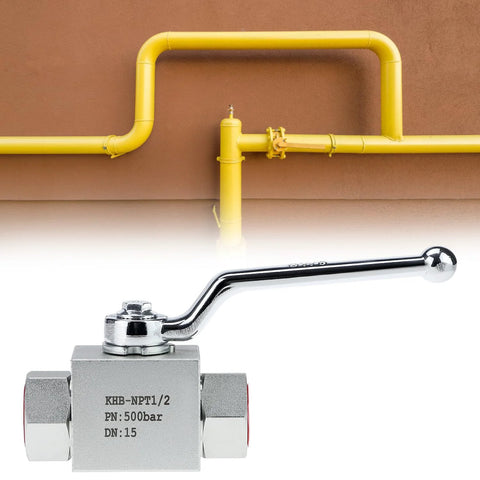 QWORK hydraulic ball valve 1/2 in NPT, high-pressure two-way shut-off with chrome lever