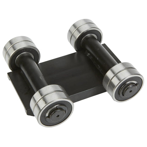 Heavy Duty Machinery Skates Loaded With Eight Knockout Steel Wheels And Three Thousand Three Hundred Pound Pulling Power for transport.