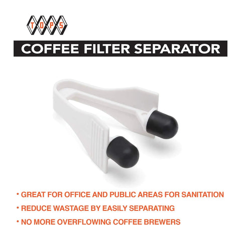Plastic Coffee Filter Separator Tool With Rubber Tips That Instantly Picks One Filter At A Time displayed on white background.