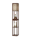 Totally Sleek Etagere Floor Lamp With Drawer And Floral Shade Panels Tall Display Shelf Lighting Unit For Living Room Or Bedroom