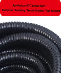 Heavy Duty Flexible Metal Conduit Tough As Nails Black Pvc Covered Corrugated Cable Sleeve coiled with age-resistant PVC surface.