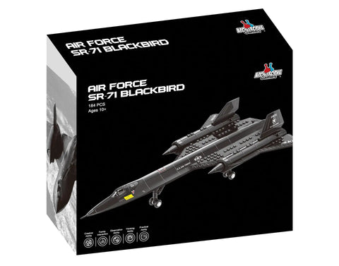 Box of SR 71 Blackbird Jet Building Block Set For Kids And Adults, 184 Pieces, Compatible With All Building Bricks