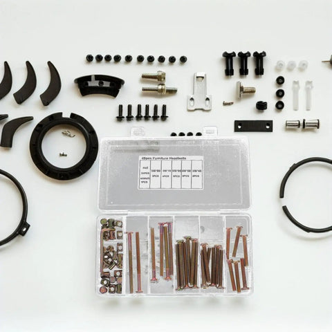 49 Piece M6 Hex Drive Screws And Barrel Nuts Set For Bed Frame Assembly And Home Repairs with storage box and bolts