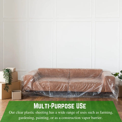 Super Durable 4 Mil Thick Clear Plastic Sheeting Roll Measuring 8 Feet By 100 Feet Heavy Duty Polyethylene Film Ideal As Vapor Barrier