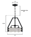 Dope Craftsman Style Three Light Indoor Chandelier In Matte Black And Antique Ash Finish with adjustable chain dimensions