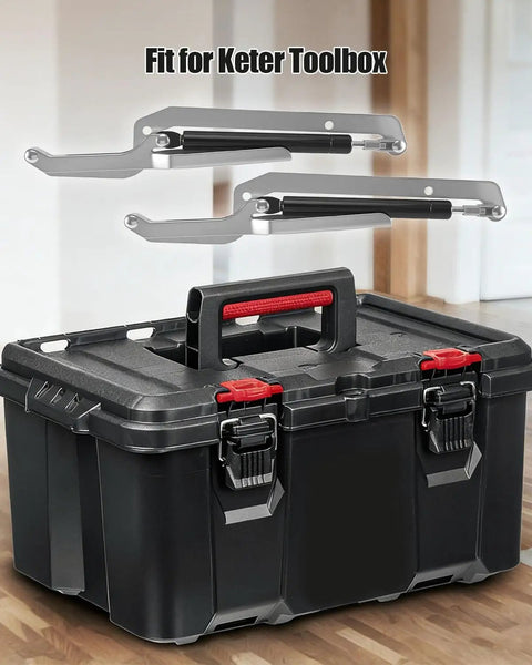 Gas Strut Lid Hinge For Storage Box, Slick Lid Lift And Smooth Opening, Compatible With Keter Toolbox, 2-Pack shown