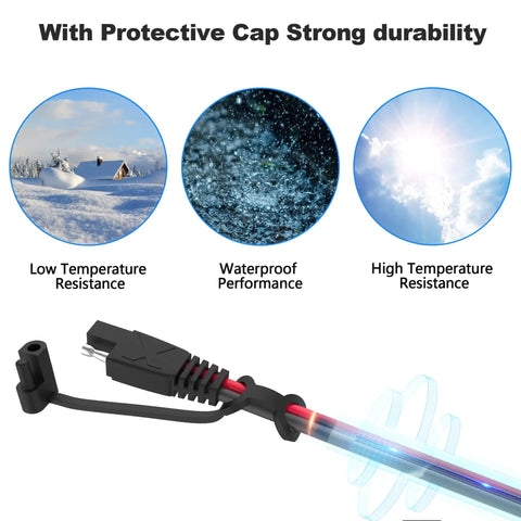 Beefed Up 50 Foot SAE Extension Cable 16 AWG SPT-2 with protective cap, low/high temperature and waterproof resistance