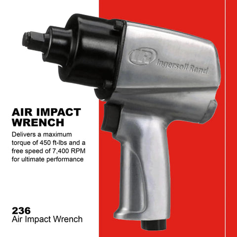 Beast Half Inch Air Impact Wrench With 450 Ft-Lbs Max Torque, Pistol Grip shown in side view on a red and white background