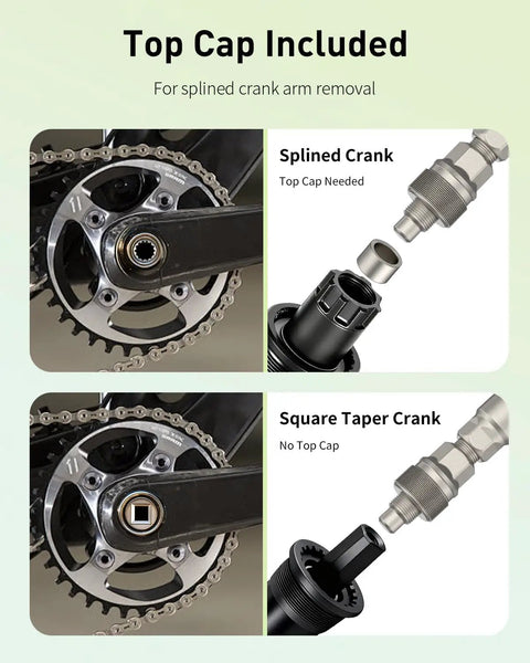 Upgraded Bike Crank Puller Kit With Wrench And Top Cap For Easy Crank Removal Fits Square Taper Shimano Octalink ISIS Splined