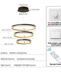 Dope Modern LED Chandelier Pendant Light For Kitchen Island Dining Living Room Bedroom Foyer, 90W Dimmable Black 3-Ring Acrylic Hanging Fixture diagram