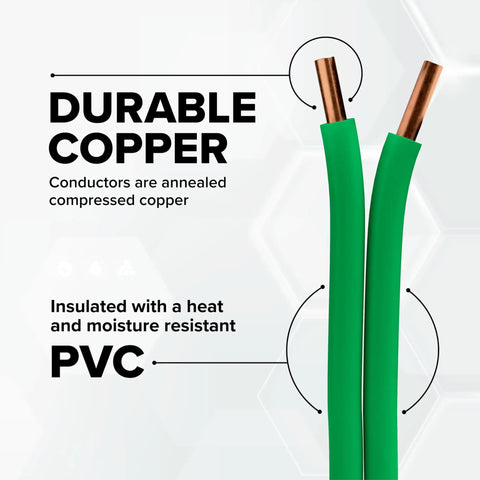 10 Gauge Insulated Solid Copper THHN THWN Wire 25 Ft Ground Wire For Electrical Grounding Green Jacket with PVC Insulation