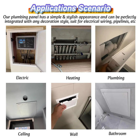 Custom Drywall Access Panel With Rock Solid Aluminum Construction For Dead Simple Inspection Setup in various applications including electric, heating, plumbing.