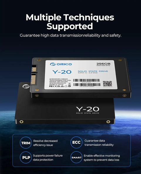 Y20 256GB SATA SSD 2.5 Inch Internal Solid State Drive With Up To 500MB/s Read Speed, showcasing multiple techniques supported