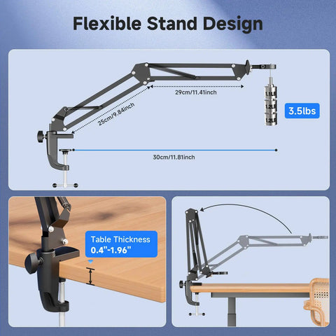 Flexible stand design details for 5 Inch LCD Digital Soldering Microscope With Flexible Stand, 1000X Magnification.