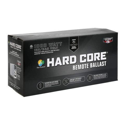 Box of Hard Core 1000 Watt Remote Ballast For 120 240 Volt Systems Built To Last Powers HPS And MH Lamps Ultra Cool Operation