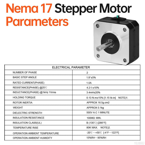 NEMA 17 stepper motors 10-pack specifications and features
