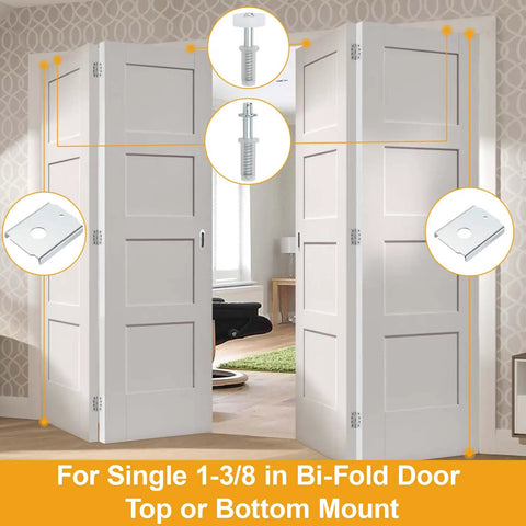 Built Tough Bifold Door Repair Kit For One Three Eighth Inch Wooden Cabinet Door Top Pivot And Bottom Bracket With Guide Wheel in use.