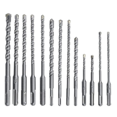 17 Piece SDS Plus Rotary Hammer Drill Bits And Chisels Set For Concrete And Masonry With Storage Case Includes 13 Drill Bits