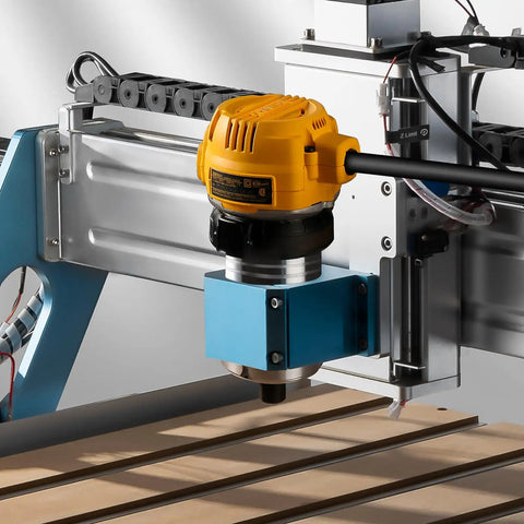 69mm Aluminum CNC Spindle Holder Mount Built For PROVerXL 6050 Plus CNC Machine Beefed Up Stability Quiet Operation Smoother And More Precise Cuts Compatible With 69mm Spindle Motors Or Trimmer Routers on CNC machine