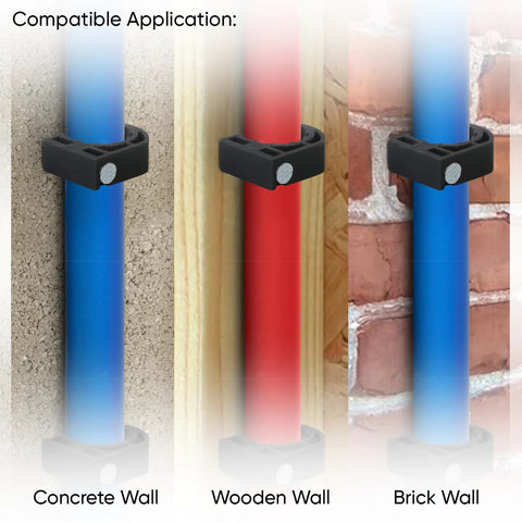 Highcraft half clamp with nail for 1/2 in PEX tubing; black, set of 3 for concrete/wood/brick walls