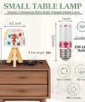 Pressed Flower Table Lamp With Gift Box Set, Cottagecore Boho Rustic Night Light for Bedroom, three-color LED bulb detail