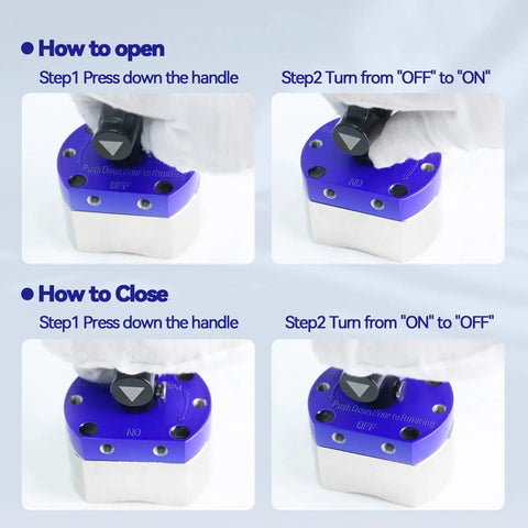 Beefy 180 Lb On Off Magnets Magnetic System instructions for switchable lifter use in welding and machining