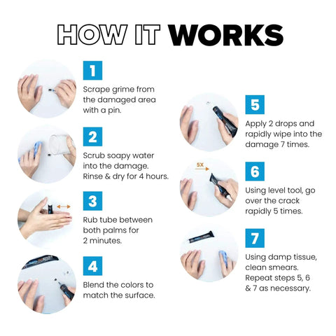 Step-by-step guide for using the Honey Beige Ceramic Tile Repair Kit For Cracked And Chipped Bathroom Floor Tiles With Durable Nanotech Filler And True Color Match For Easy DIY Fix For Quick Home Repairs