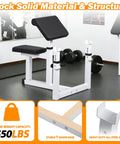 Preacher Curl Bench Adjustable Arm Curl Bench For Bicep Isolation Home Gym Strength Training, heavy duty steel frame shown