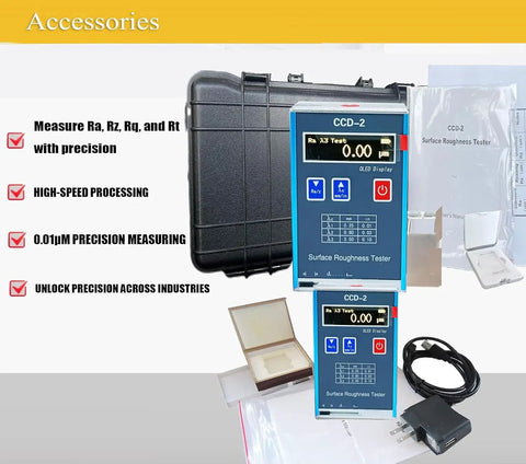 Surface Roughness Tester Profilometer with USB Data Output and Real Time Monitor Ra 0.05 to 15.0 Um Rz with accessories