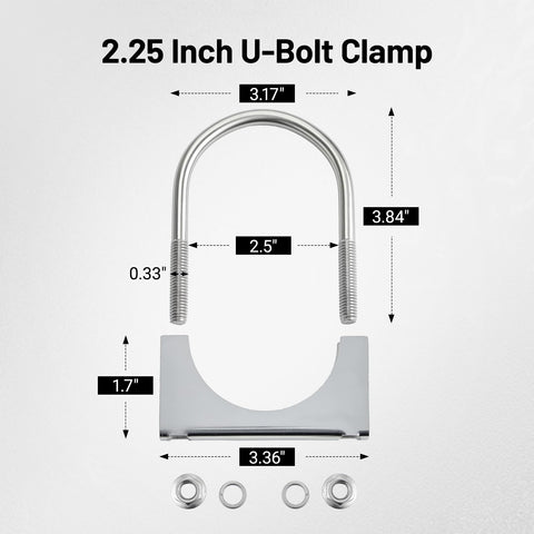 Heavy Duty 2.25 Inch U Bolt Exhaust Clamp Set For Your Ride Exhaust System Saddle Style Stainless Steel Muffler Clamps 2 Pack