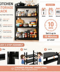 44 Inch Tall Adjustable Kitchen Storage Shelf Four Tier Metal Bakers Rack for Pots Pans and Pantry Staples Sturdy Heavy Duty Organizer with 500 lbs per Shelf and Anti Sway Design, setup guide included