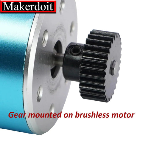 48P Pinion Gear Set For 3.175mm Shafts Fits One Eighth Inch RC Cars 29T 30T 31T 32T 33T mounted on motor