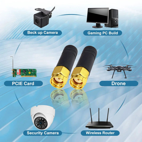 Tiny 2.4GHz WiFi Bluetooth antenna for drones and multicopters, RP SMA Male, backup cameras, security camera, PC build