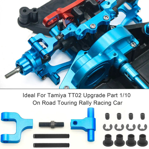 Close-up of TT02 Chassis aluminum alloy suspension arms with bolts and components.