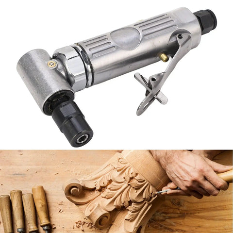 Heavy Duty 90 Degree Air Die Grinder With A Solid Zinc Alloy Body Hitting 20000 Rpm for precision wood carving and polishing.
