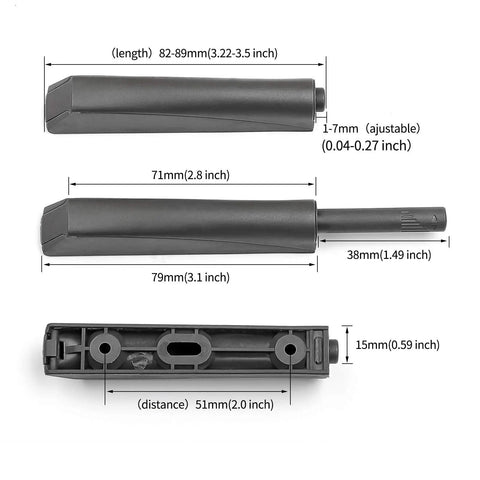 Straight Up Zero Hassle Magnetic Push Open Latches For Cabinets And Drawers Dark Grey Recessed Touch Release Hardware dimensions