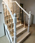 Pro Level Zero Hassle 0 To 270 Adjustable Angle Deck Banister Columns Bulk Pack Heavy Duty Staircase Railing Support Posts in gold and white.