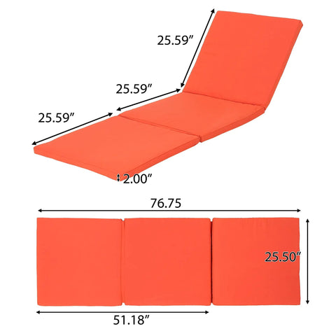 Dimensions of Orange Outdoor Chaise Lounge Cushion With Waterproof Fabric And Secure Ties Water Resistant Patio Pad For All Weather Relaxation Perfect For Poolside Deck Or Backyard Lounging 1 Count