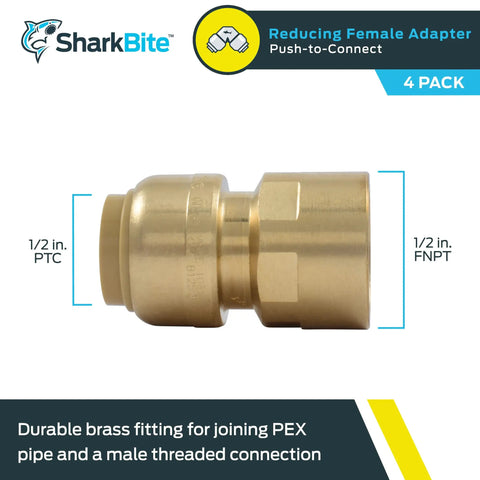 Half Inch Push To Connect Brass Plumbing Adapter Fitting For PEX Copper CPVC PE RT HDPE MNPT Thread Transition Side View
