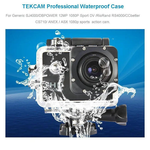 Waterproof Action Camera Protective Housing Case For Most Action Cams, clear shell in water splash, fits EK7000, Xilecam.
