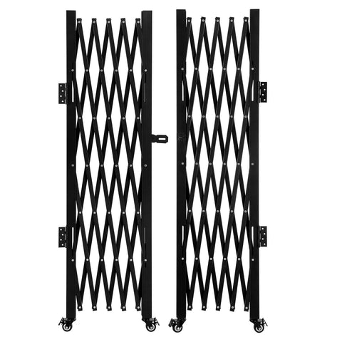 Badass Hella Secure Double Folding Security Gate With Heavy Duty Steel Caster Wheels, black accordion design for property control.