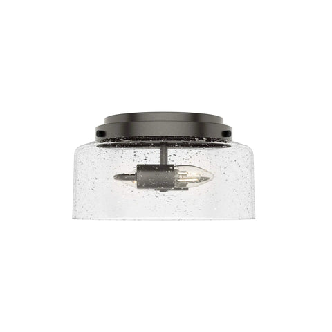 Hartland Flush Mount Ceiling Light in Noble Bronze With Seeded Glass Shade, Built Tough Steel for indoor use, side view