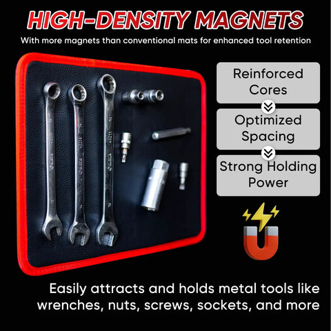 Magnetic Tool Mat Set With Wristband, Magnetic Pickup Tool And Inspection Mirror All In One Workshop Organizer For Garage Auto Repair And DIY Projects