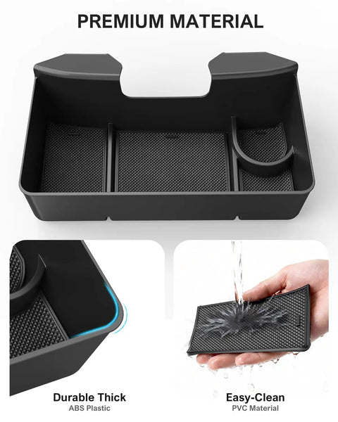 Center Console Hanging Organizer Box With Compartments For Split Bench Seats Fits 2019 To 2026 Silverado 1500 And 2020 To 2026 Silverado 2500HD 3500HD Sierra GMC Trucks Keeps Your Gear Sorted And Your Cabin Neat made of durable ABS plastic and easy-clean PVC.