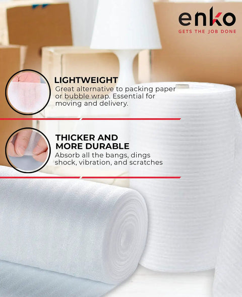 High Density Solid Foam Wrap Roll For Shipping And Moving Delivers Knockout Cushioning For Dishes Glassware And Breakables Comes With Quick Peel Fragile Labels for secure packing and delivery in a lightweight design.